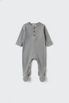 Brushed soft knit baby jumpsuit - Grey