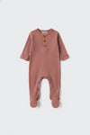 Brushed soft knit baby jumpsuit - Rose