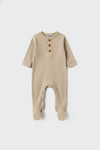 Brushed soft knit baby jumpsuit - Stone