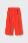 Organic Cotton Corduroy Wide-Leg Pants - Spicy orange