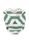 Long Sleeve Romper | Ecru & Green w/ Stripes