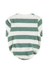 Long Sleeve Romper | Ecru & Green w/ Stripes