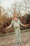 Sweatshirt | Mint Green w/ Multicolor Triangle Print