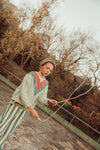 Sweatshirt | Mint Green w/ Multicolor Triangle Print