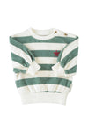 Sweatshirt | Ecru & Green Stripes w/ Piupiuchick Print
