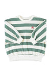 Sweatshirt | Ecru & Green Stripes w/ Piupiuchick Print
