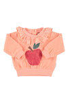 Sweatshirt w/ Collar | Pink w/ Apple Print baby