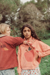 Sweatshirt w/ Collar | Pink w/ Apple Print
