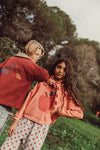 Sweatshirt w/ Collar | Pink w/ Apple Print