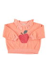 Sweatshirt w/ Collar | Pink w/ Apple Print