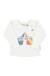 Longsleeve T-Shirt | Ecru w/ Here We Go Print