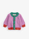 Color Block open work cardigan