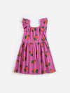 Tangerine all over ruffled dress