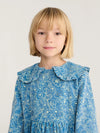 Sketchy Flowers all over corduroy dress - Blue