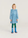 Sketchy Flowers all over corduroy dress - Blue