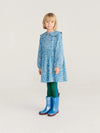 Sketchy Flowers all over corduroy dress - Blue