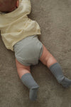 Gray Label Ribbed Socks GOTS (2-pack) - Stone Gray - Cream