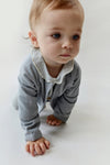 Gray Label Baby Collar Onesie GOTS - Stone Gray - Cream