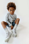 Gray Label Ribbed Socks GOTS (2-pack) - Gray Melange - Cream