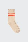 Striped Cotton Frill Socks - Ivory (warm touch knit)