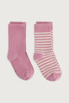 Gray Label Ribbed Socks GOTS (2-pack) - Bubblegum - Cream