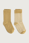 Gray Label Ribbed Socks GOTS (2-pack) - Cookie - Cream