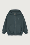 Gray Label Hooded Cardigan w/ Zip GOTS - Blue Gray