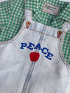 Baby Dungarees | Washed Light Blue Denim W/ Peace Print