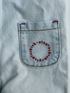 Baby Dungarees | Washed Light Blue Denim W/ Peace Print