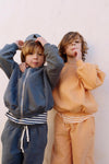 Gray Label Hooded Cardigan w/ Zip GOTS - Blue Gray