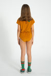 Playsuit | Camel W/ Black Hearts Allover