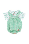 Baby Peter Pan Collar Shirt | Ecru W/ Green Flowers Allover