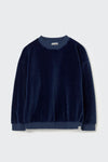 Organic Cotton Velour Sweatshirt - Navy