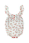 Baby Romper W/ Fringe Straps | Ecru W/ Red Flowers Allover