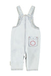 Baby Dungarees | Washed Light Blue Denim W/ Peace Print