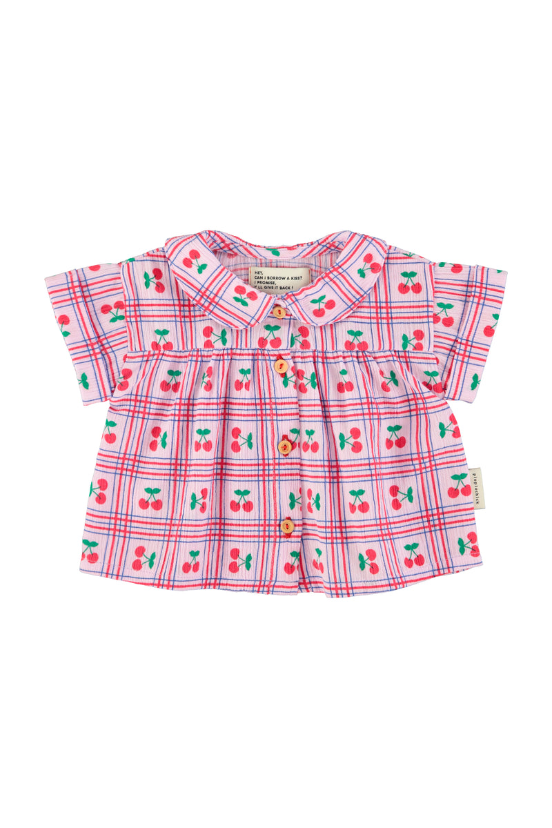 Peter Pan Collar Shirt | Lilac W/ Cherries Allover
