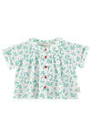 Baby Peter Pan Collar Shirt | Ecru W/ Green Flowers Allover