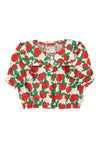 Blouse W/ Sailor Collar | Ecru W/ Red Roses Print
