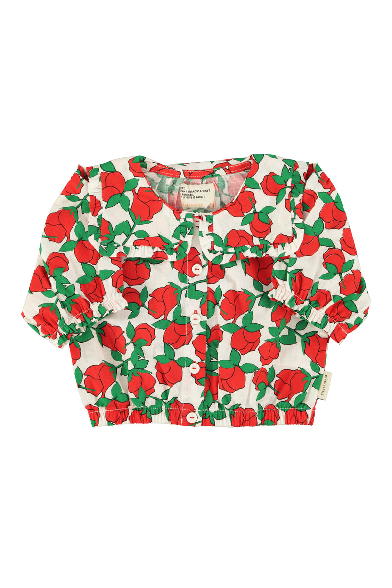 Blouse W/ Sailor Collar | Ecru W/ Red Roses Print