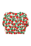 Baby Blouse W/ Sailor Collar | Ecru W/ Red Roses Print