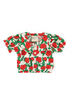 Baby Blouse W/ Sailor Collar | Ecru W/ Red Roses Print