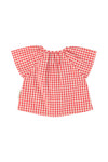 Baby Blouse W/ Butterfly Sleeves | Red & Ecru Checkered