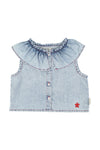 Baby Sleeveless Blouse W/ Collar | Blue Light Denim
