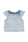 Baby Sleeveless Blouse W/ Collar | Blue Light Denim
