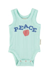 Sleeveless Bodysuit | Light Blue W/ Peace Print