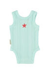 Sleeveless Bodysuit | Light Blue W/ Peace Print