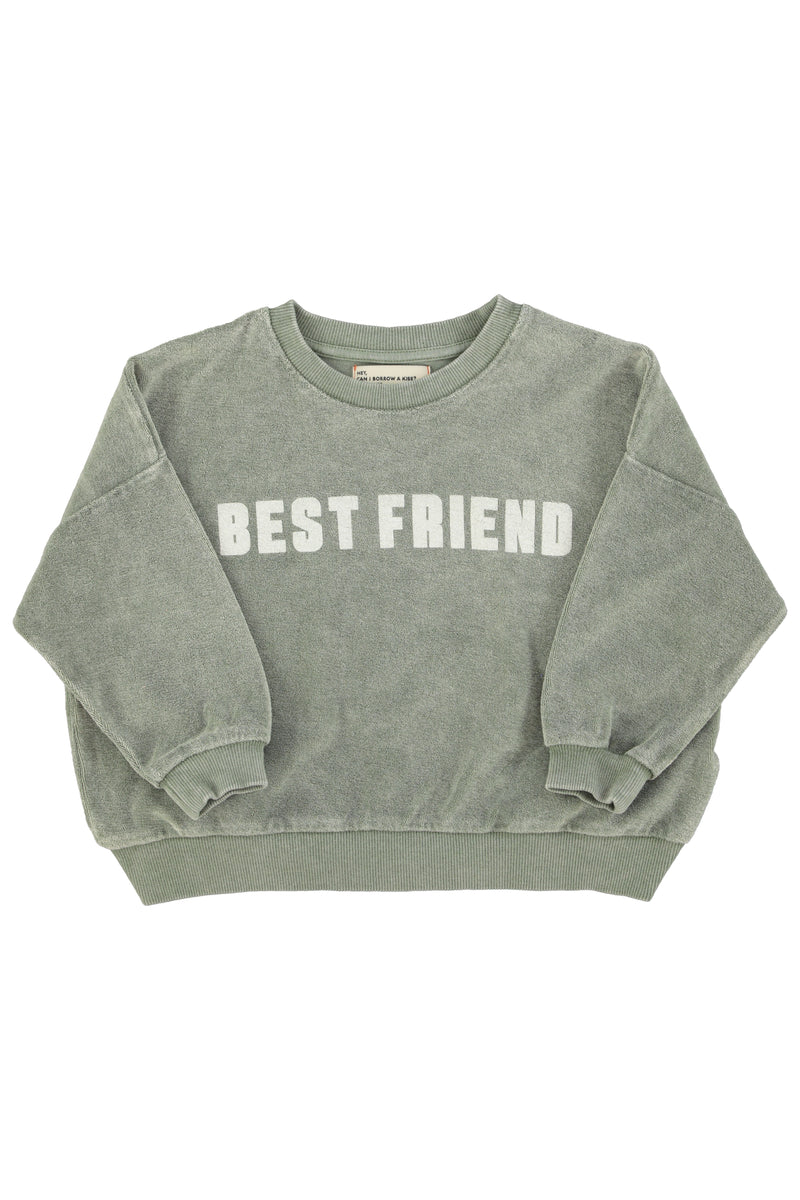 Sweatshirt | Washed Green W/ Best Friend Print