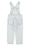 Dungarees | Washed Light Blue Denim W/ Peace Print