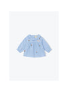 Arsène et les Pipelettes Baby Blouse With Flower Embroidery - Sky Blue