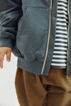 Gray Label Hooded Cardigan w/ Zip GOTS - Blue Gray